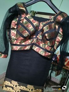 Plain Black Saree With Border
