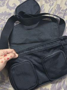 Black Crossbody Bag with Coin Pouch