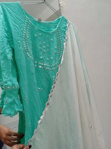 Teal Embroidered Frock