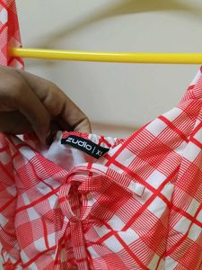 Red &amp; White Plaid Mini Dress