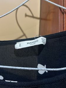 Mango Black &amp; White Print Top