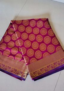 dark Pink & Gold Silk Saree