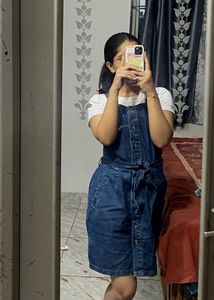 Denim Dress with Tie Waist