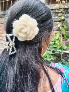 Crochet Flower 🌹 Hair Clip