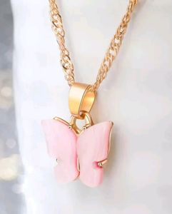 Pink Butterfly Korean Necklace