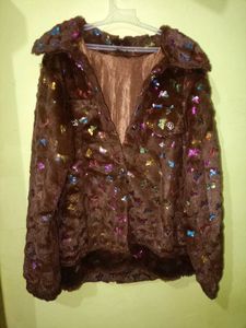 Brown Faux Fur Jacket upper