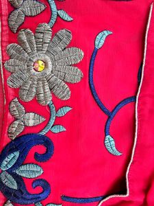 Elegant Pink Stone Embroidered Saree