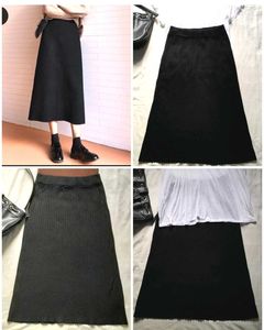 Black Wool Midi Skirt