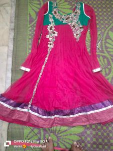 Pink Embellished Anarkali Kurta Set
