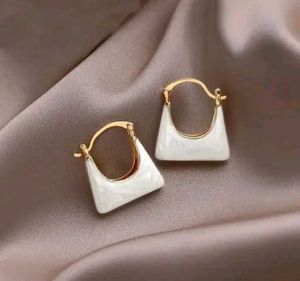 Chic White & Gold Earrings