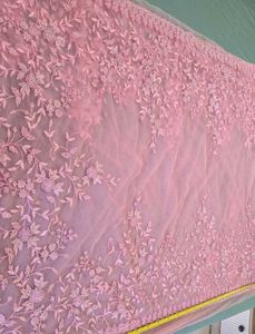 Stone Studded Pink Floral Embroidered Saree