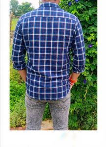 Blue &amp; White Plaid Casual Shirt