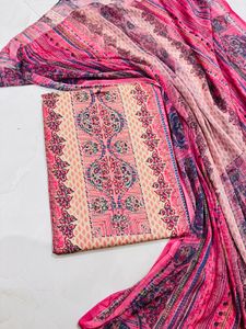 Pink Printed Salwar Kameez Fabric