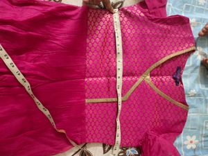 Pink Anarkali Chanderi Cotton Kurta