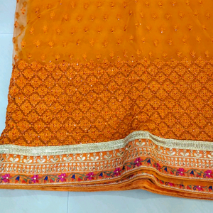 heavy work on orange saree *** price drop*