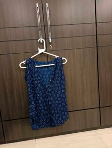 Blue Heart Print Top