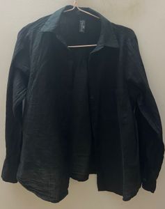 Black Button-Down shirt in linen cotton