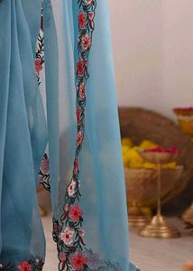 Pastel Multi-Thread Saree (Sky Blue)