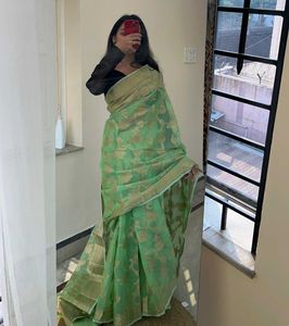 Mint Green Banarasi Saree