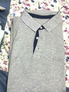 Gray Casual Polo Shirt