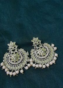 Elegant Kundan-Style Chandbali Earrings with Baby