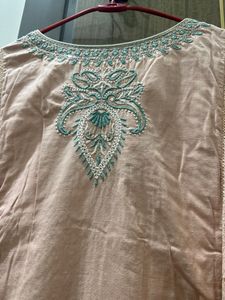 Peach Embroidered Kurti