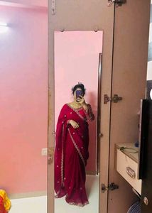 New Georgette Saree With Stitched Blouse