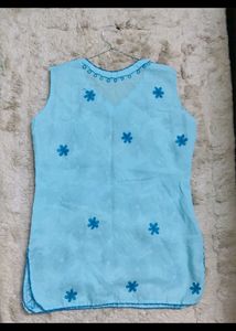 Blue Chikankari Short Kurta