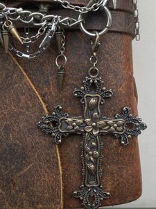 Leather Journal with Gothic Cross Charm