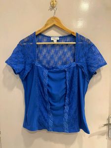 Blue Lace Corset Style Top