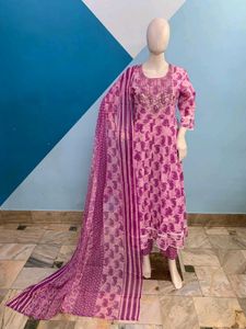 Cotton Kurta Set With Dupatta