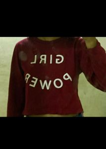 oversized crop sweatshirt (maroon)