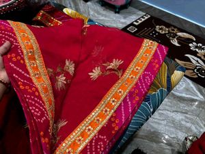 Elegant  Embroidered Saree with blouse piece