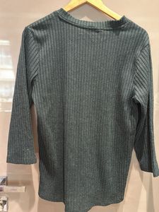 Ribbed Knit Top with Buttons