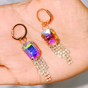 Sparkling Rainbow Crystal Drop Earrings