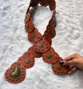 Vintage Pinteresty Y2k Leather Heart Disc Belt