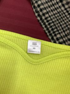 Neon Green Ribbed Top - XS