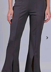 WOMEN regular fit Greay cotton Blend trouser