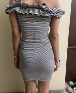 Striped Off-Shoulder Bodycon Dress