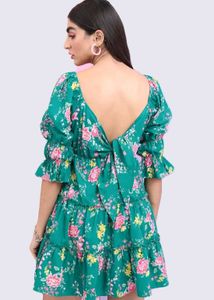 Floral Print Green Dress