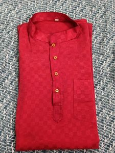 Men Solid Red Kurta