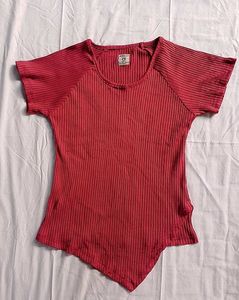 Ribbed Asymmetrical Hem Top