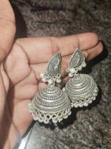 Silver Jhumka Earrings