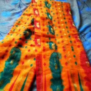 Brand New yellow dhakai saree
