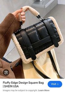 Black &amp; Cream Faux Fur Trim Bag