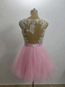 Pink Lace Tulle Party Dress