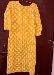 Yellow Printed Kurta