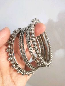 Tarnish free Silver-Plated Bangles Set