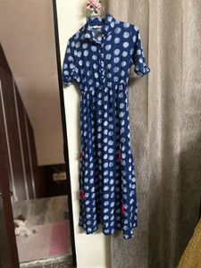 Blue Polka Dot Maxi Dress