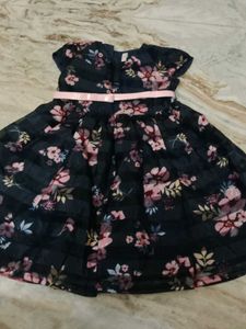 Pantaloons Nevy Blue Pink Floral Frock With Belt.